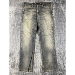 Levis 519 Mens Jeans 36×34‎ Dark Blue Super Skinny Stretch Denim Distressed